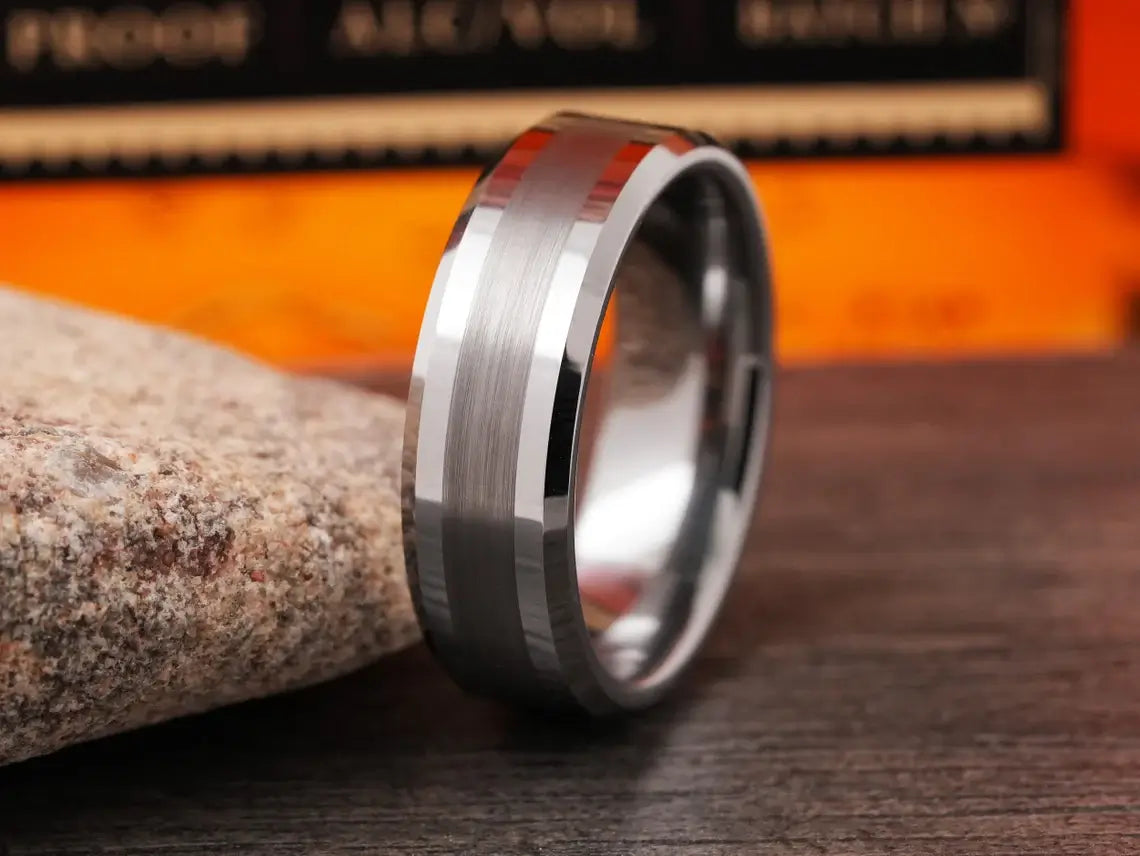 Polished Beveled Carbide Wedding Band