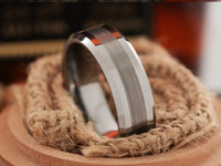 Polished Beveled Tungsten Carbide Wedding Ring