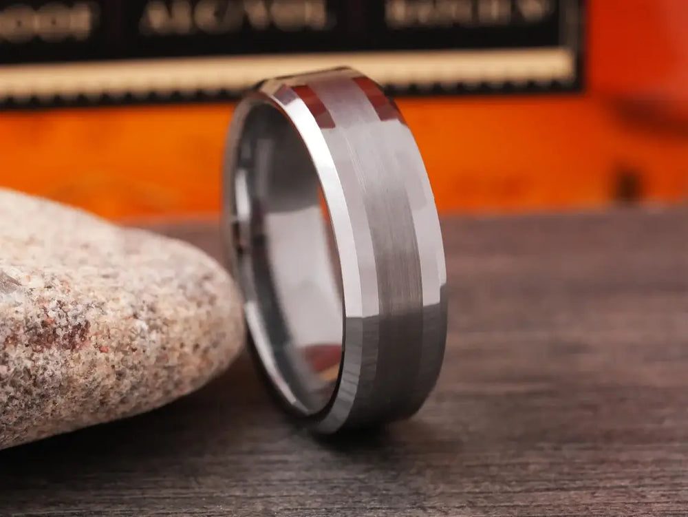 Polished Beveled Tungsten Wedding Band