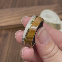 Titanium Whiskey Barrel Gold Plated Wedding Band