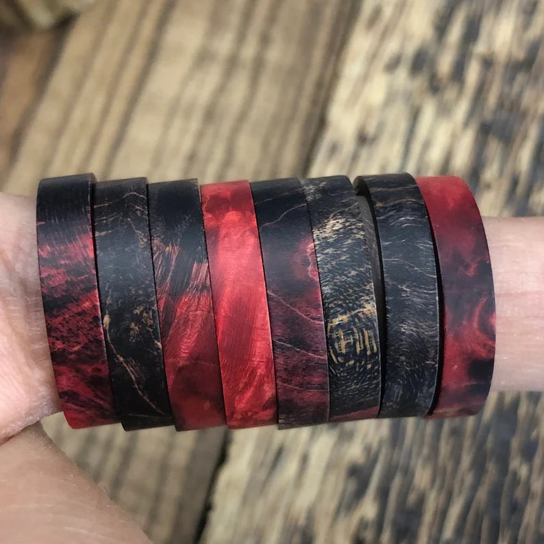 Red Black Elder Wood Wedding Bands