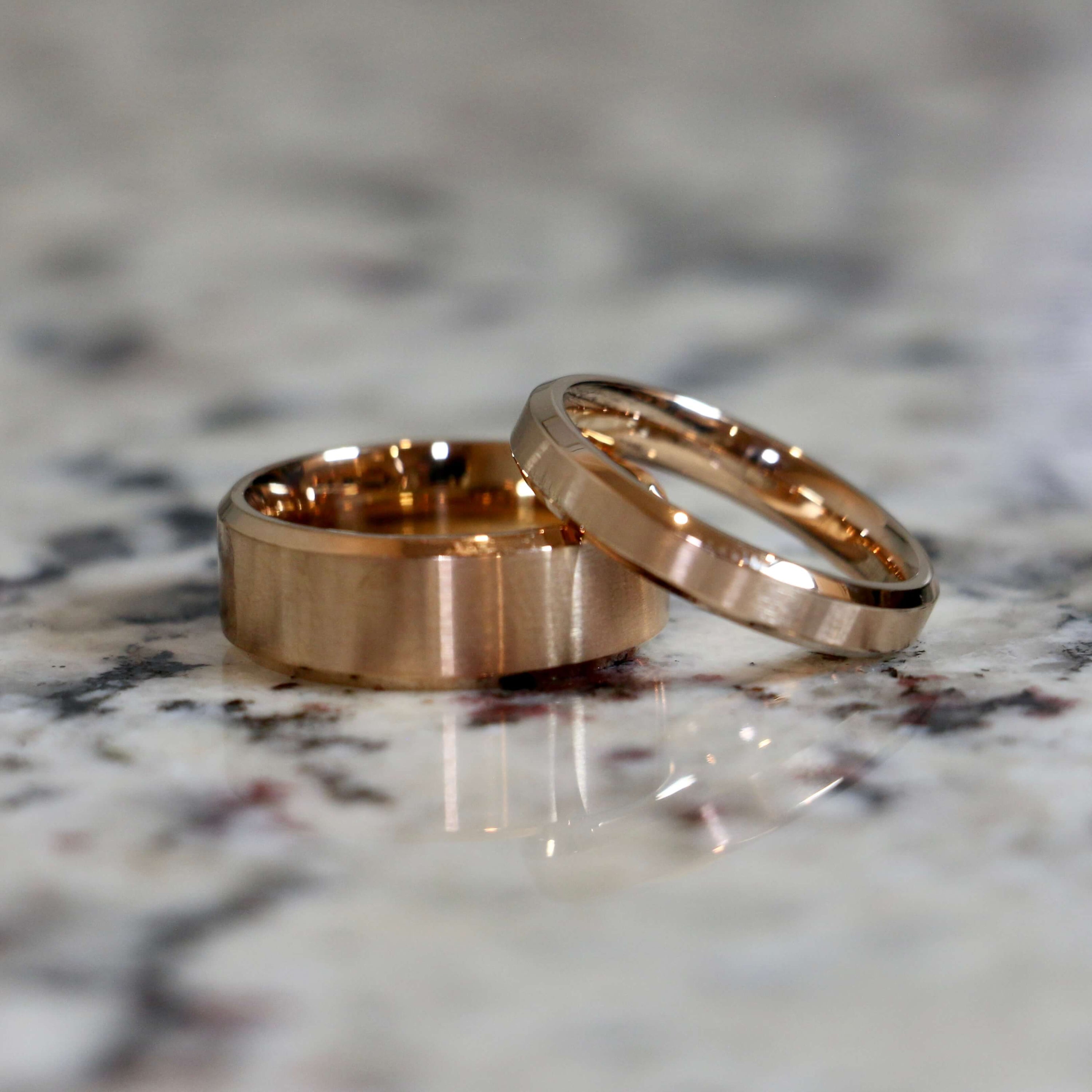 Rose Gold Couple Wedding Bands