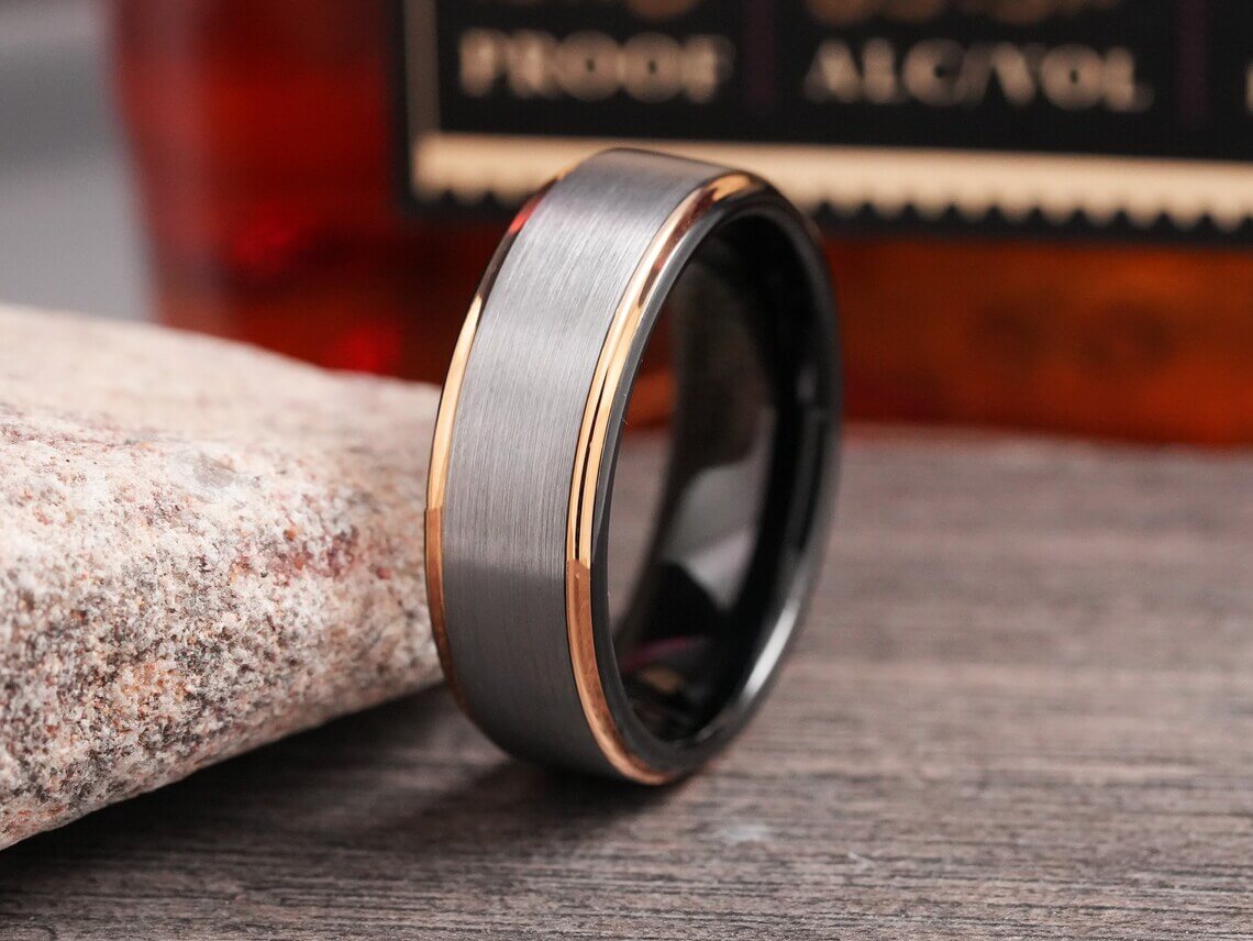 Rose Gold Finish Tungsten Wedding Ring