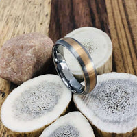 Rose Gold Inlay Tungsten Wedding Band