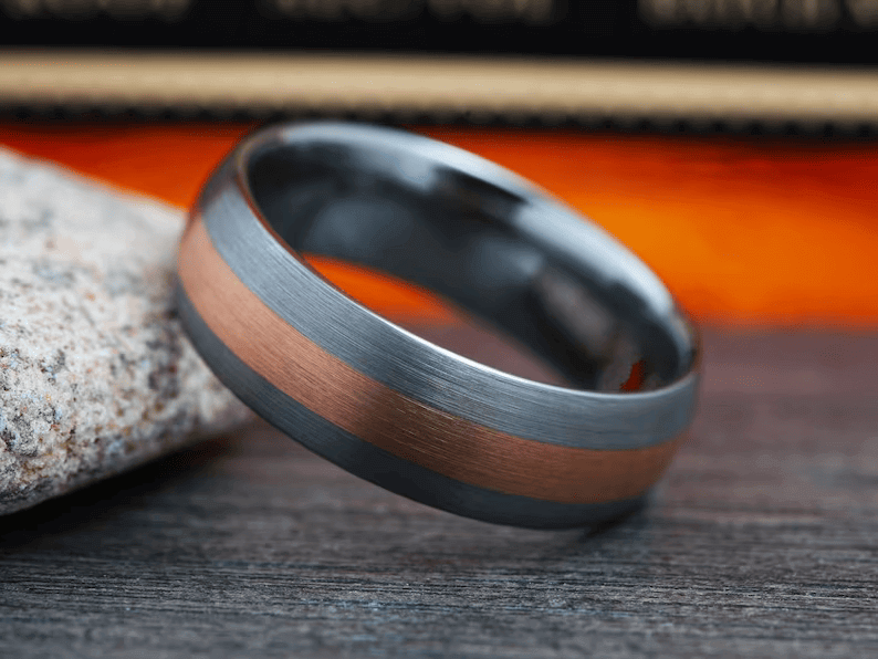 Rose Gold Tungsten Carbide Wedding Band