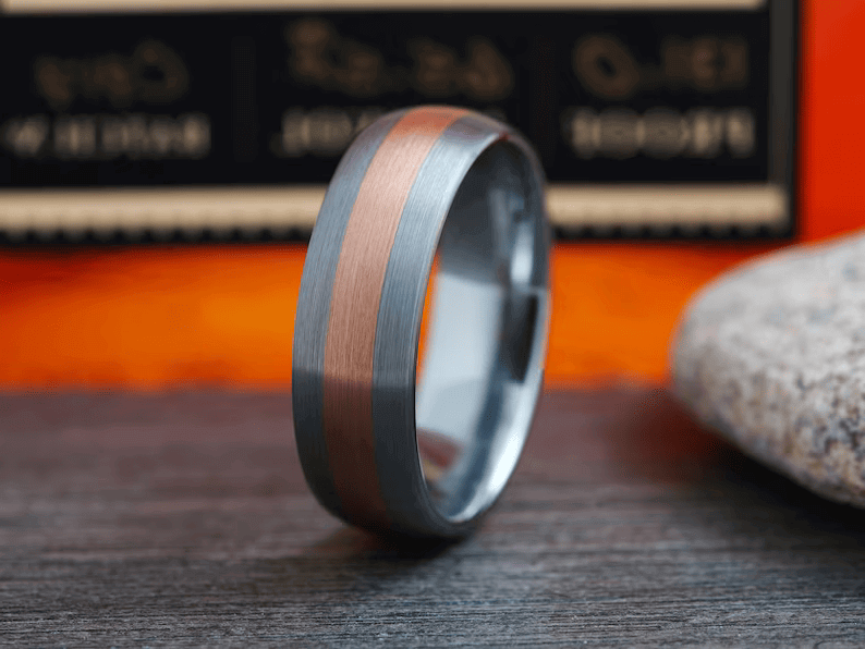 Rose Gold Tungsten Wedding Band