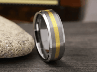 Silver Gold Tungsten Carbide Wedding Band