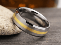 Silver Gold Tungsten Wedding Band