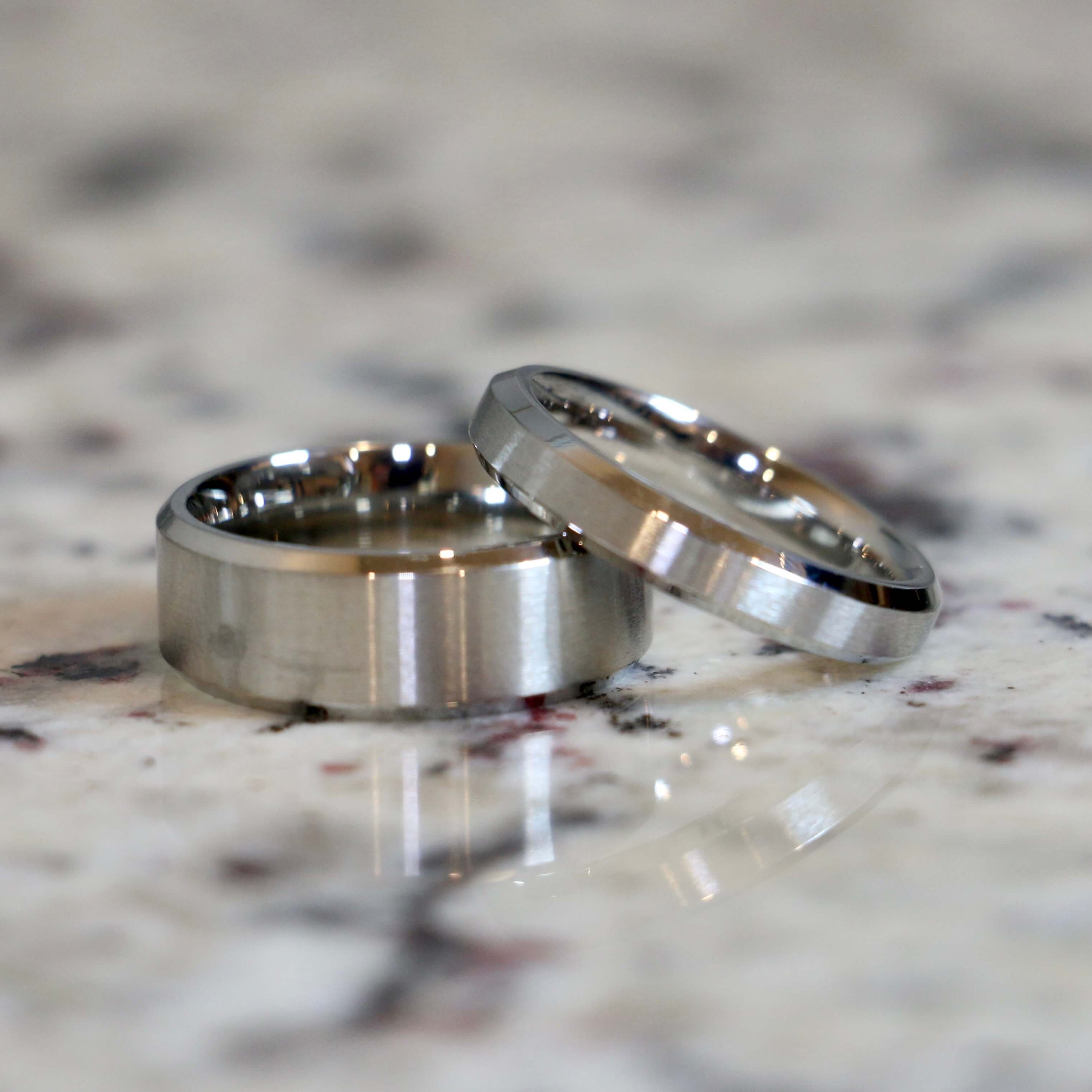 Silver Stainless Couple Wedding Bands