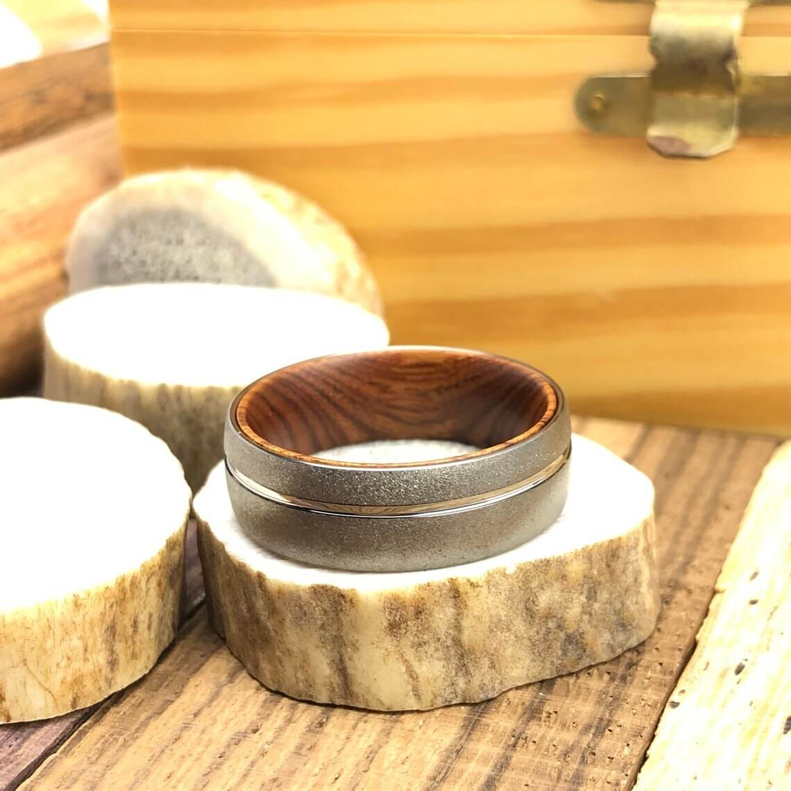 Solid Ironwood Tungsten Carbide Wedding Band