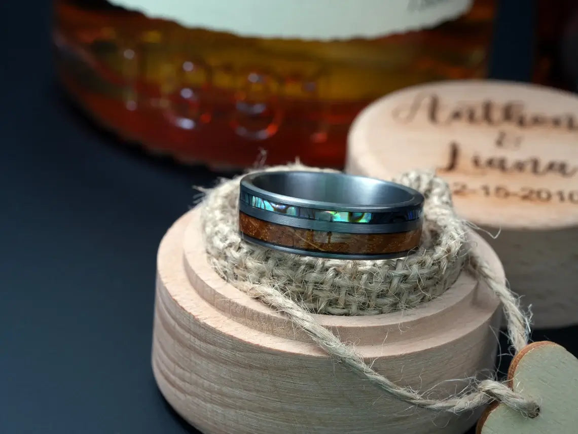 Tennessee Whiskey Barrel Tungsten Wedding Band