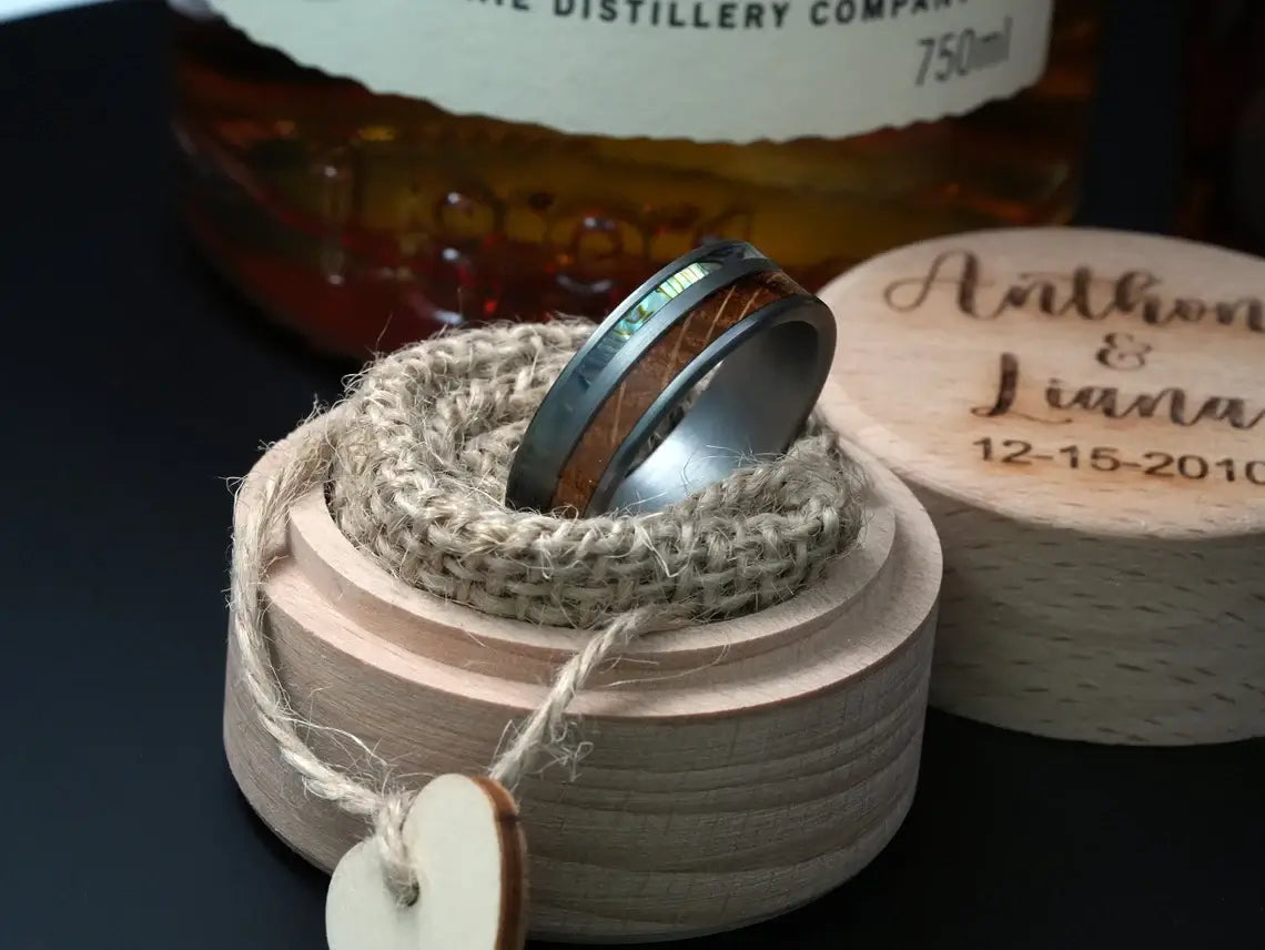 Tennessee Whiskey Wood Tungsten Wedding Band