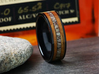 The Apex Antler Black Ceramic Wedding Band