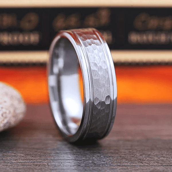 The Charmer Hammered Tungsten Ring