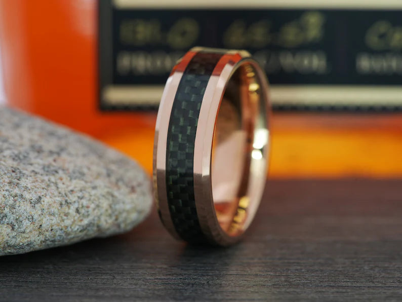 The Golden Rose Tungsten Wedding Band