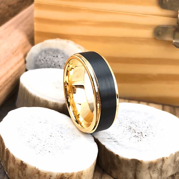 The Goldrush Black and Gold Tungsten Ring