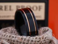 The Mamba Black Rose Gold Tungsten Wedding Ring