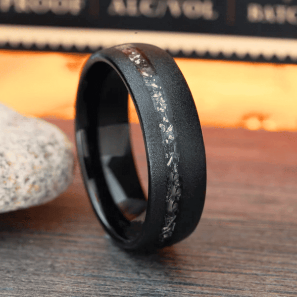 The Noir Meteorite Tungsten Ring