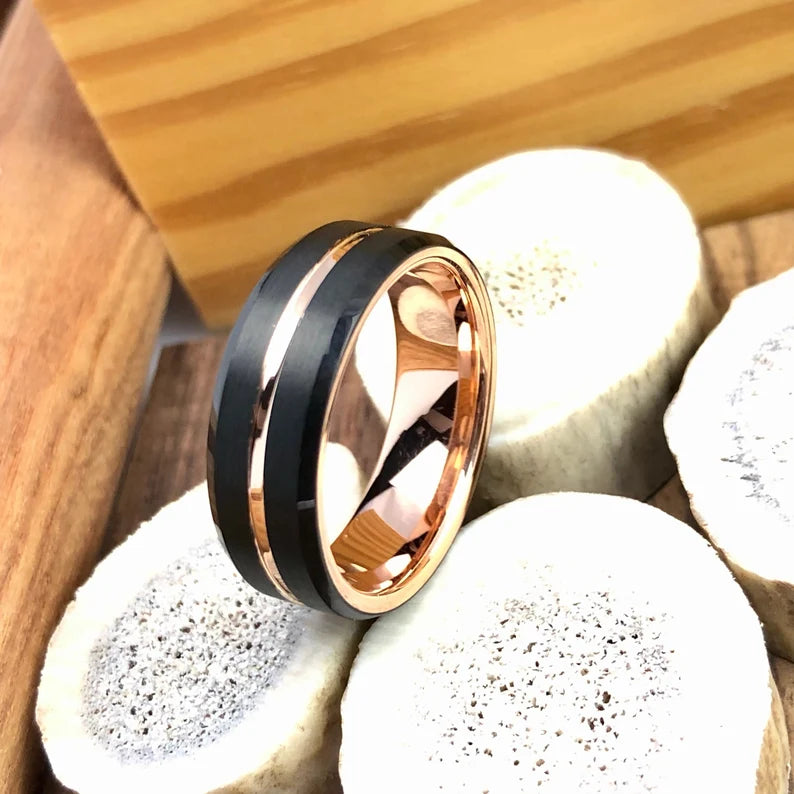 The Rosen Rose Gold Tungsten Wedding Band