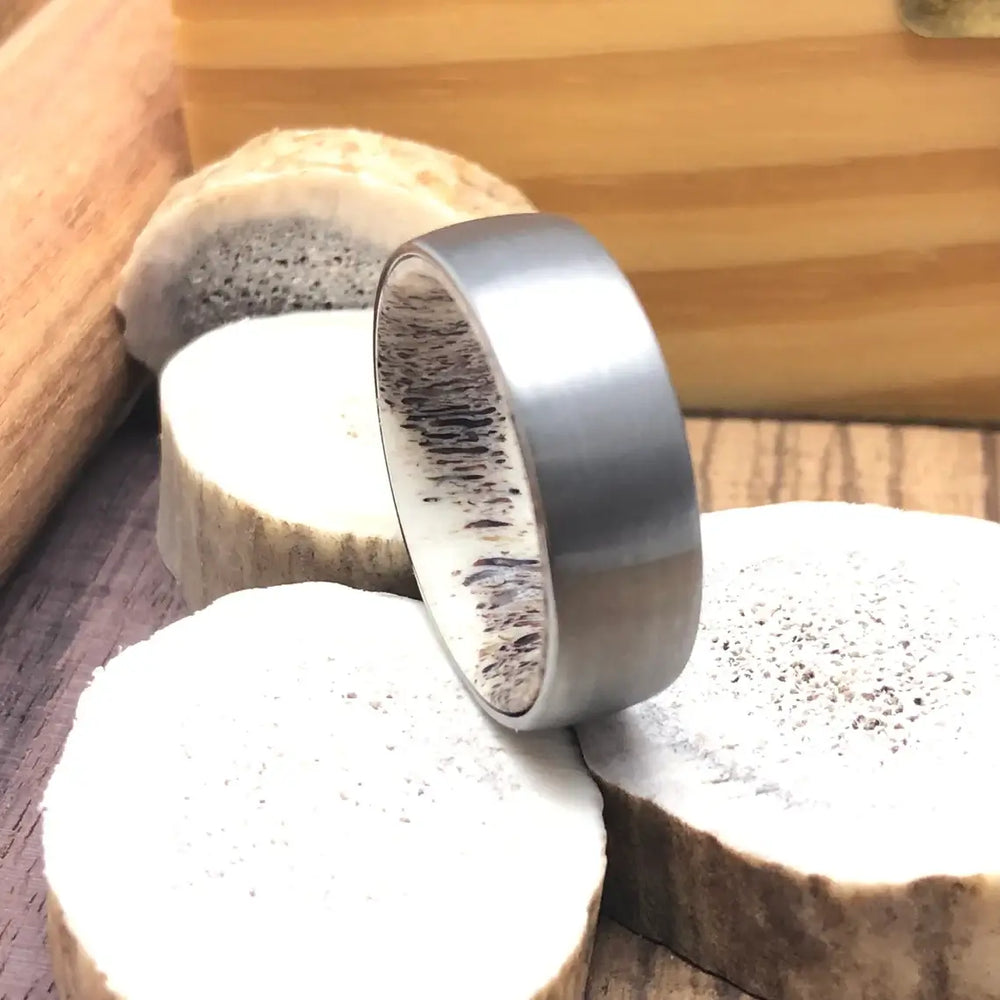 The Silver Fox deer wedding band