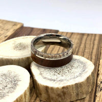 The Slick Rick titanium antler wedding band