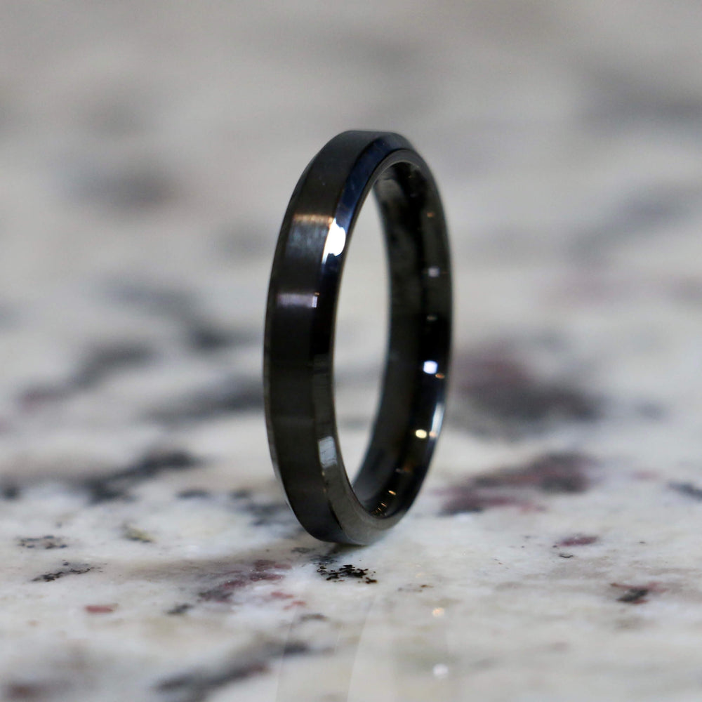 The Slim Basic black wedding band