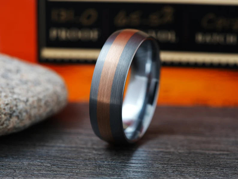 The Southern Man Rose Gold Tungsten Wedding Ring