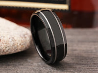 The Stallion Black Tungsten Wedding Band