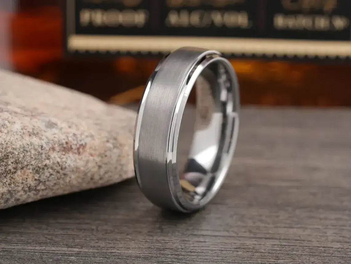 The Stellar Silver brushed wedding band