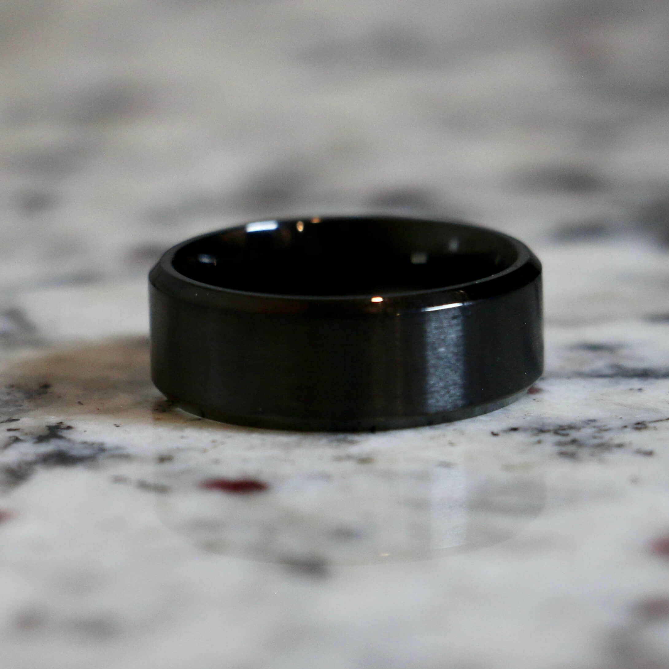 The Traditional black stainless wedding band