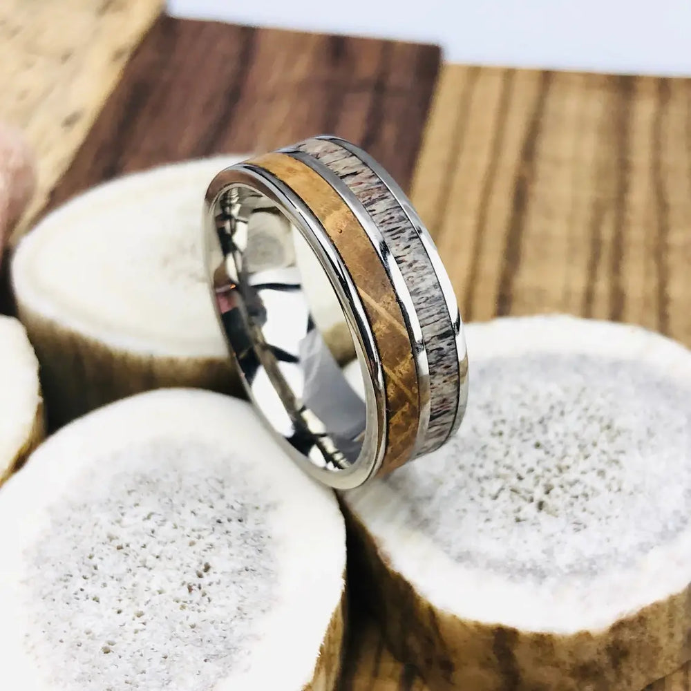 The Woodsman Titanium Whiskey Barrel Ring