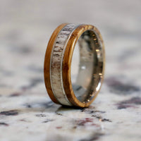 Titanium Barrel Wood Wedding Band