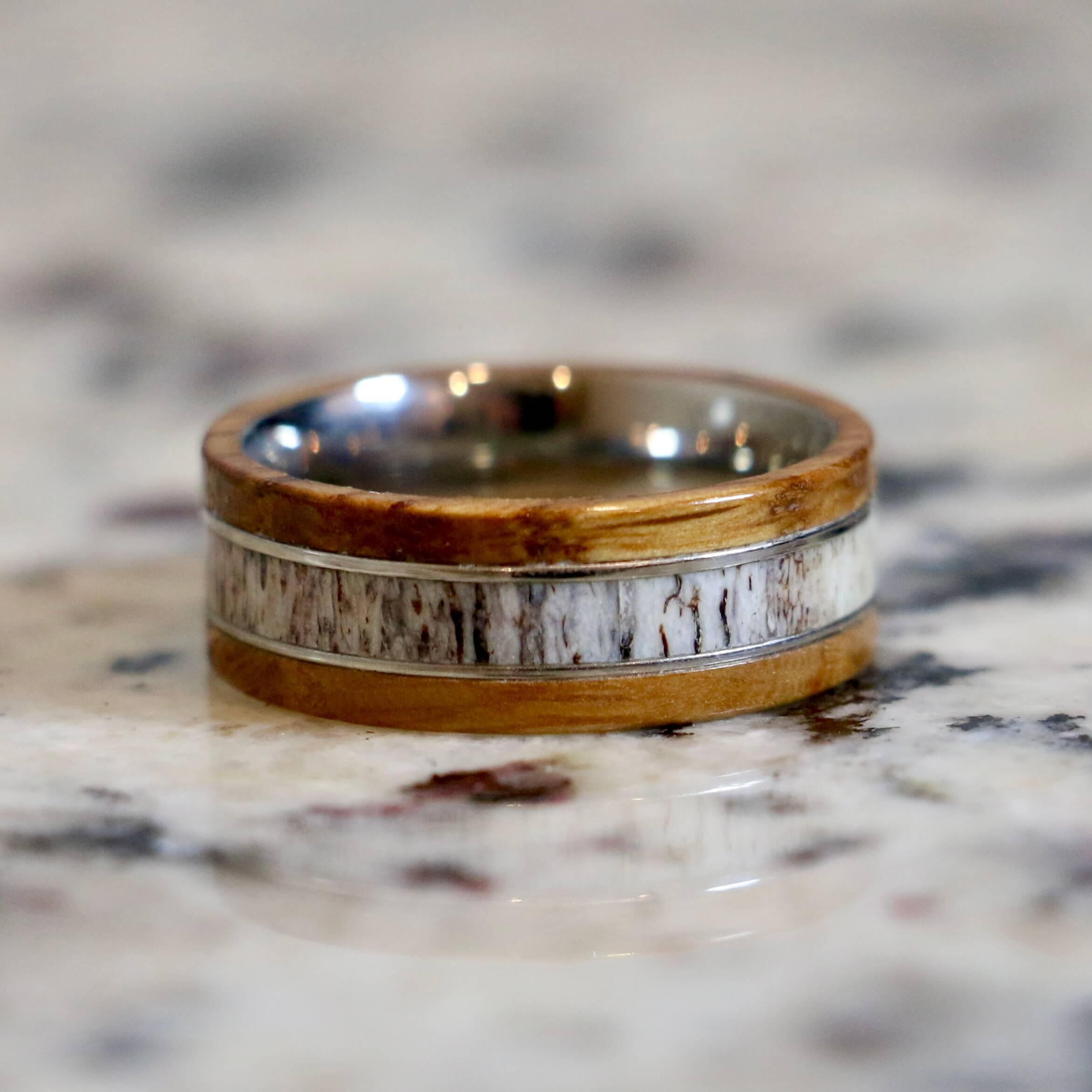 Titanium Deer Antler Wedding Band