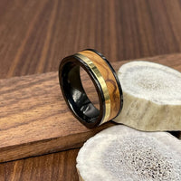 Titanium Gold Plated Antler Wedding Band