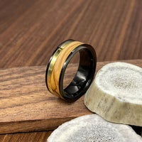 Titanium Gold Plated Deer Antler Wedding Band