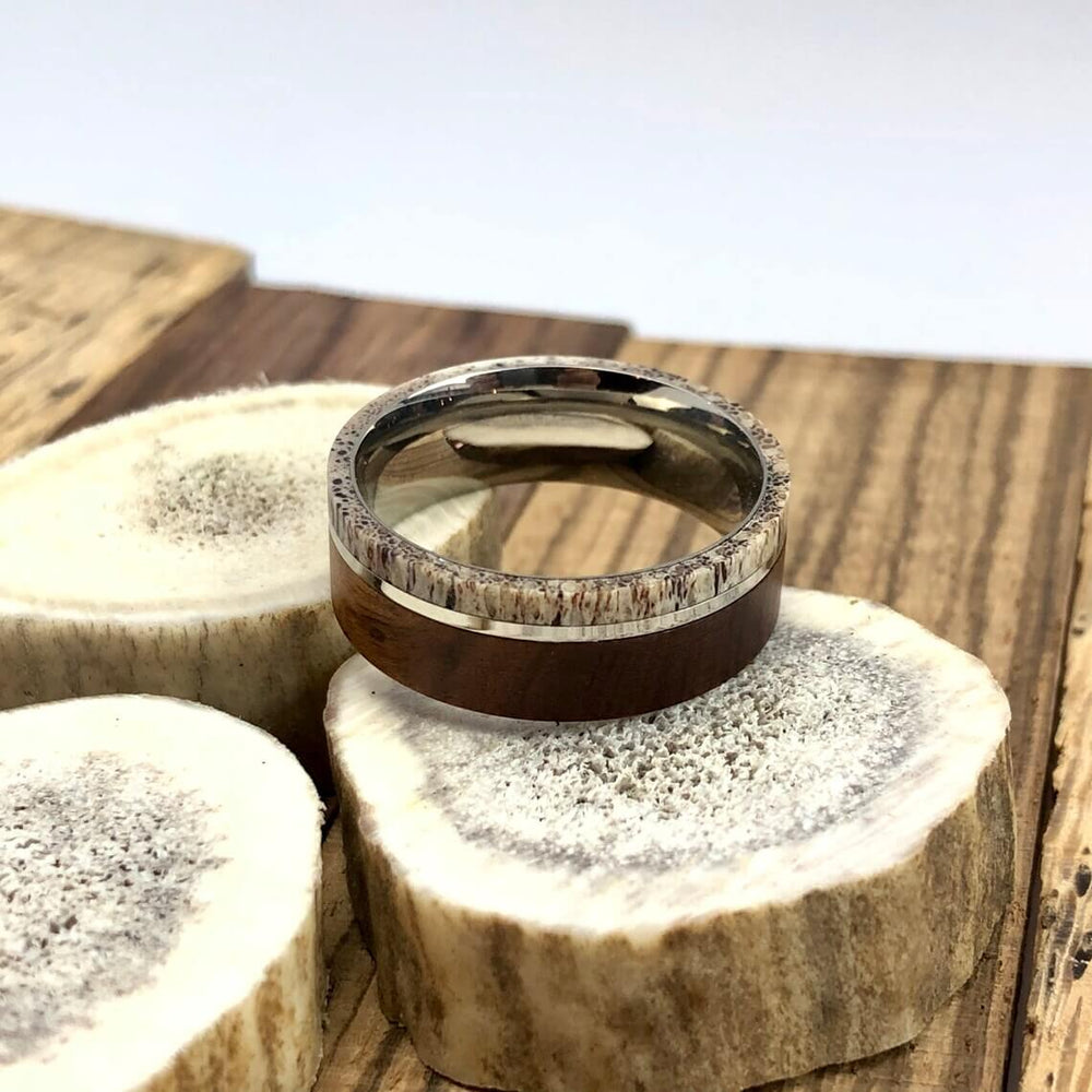 Titanium Ironwood Antler Wedding Band