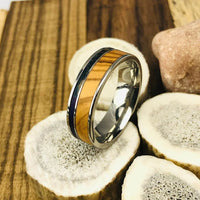 Titanium Olive Wood Inlay Wedding Band