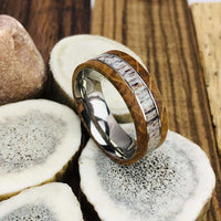 Titanium Whiskey Barrel Deer Antler Wedding Band