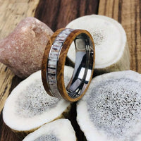 Titanium Whiskey Barrel Wood Wedding Band