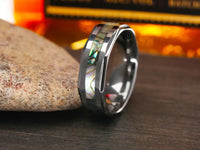 Tungsten Carbide Abalone Seashell Wedding Band