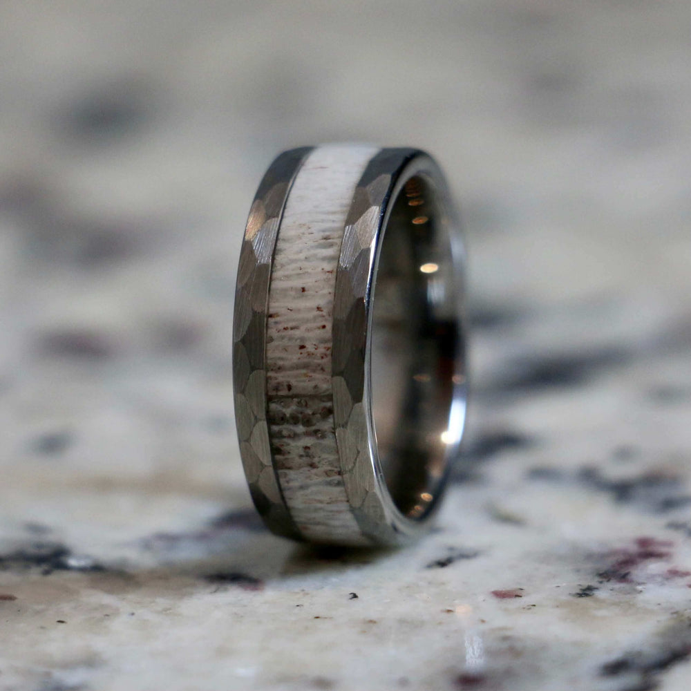 Tungsten Carbide Antler Inlay Wedding Band