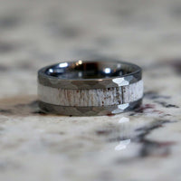 Tungsten Carbide Deer Antler Inlay Wedding Band