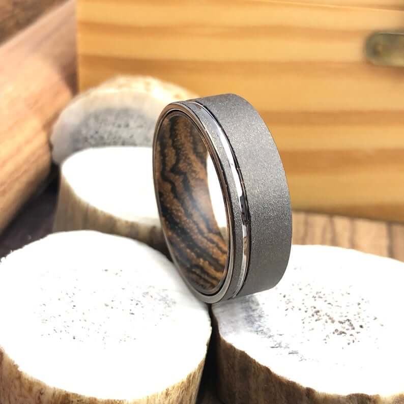 Tungsten Carbide Deer Antler Wedding Band