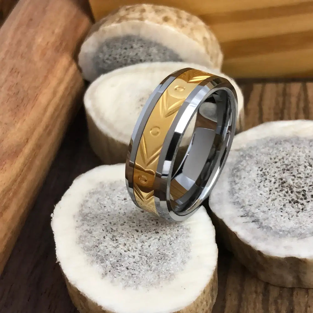 Tungsten Carbide Gold Inlay Wedding Band