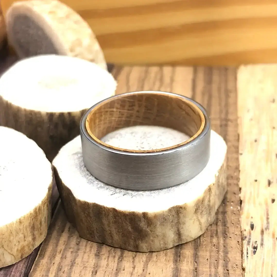 Tungsten Carbide Whiskey Barrel Wood Wedding Band