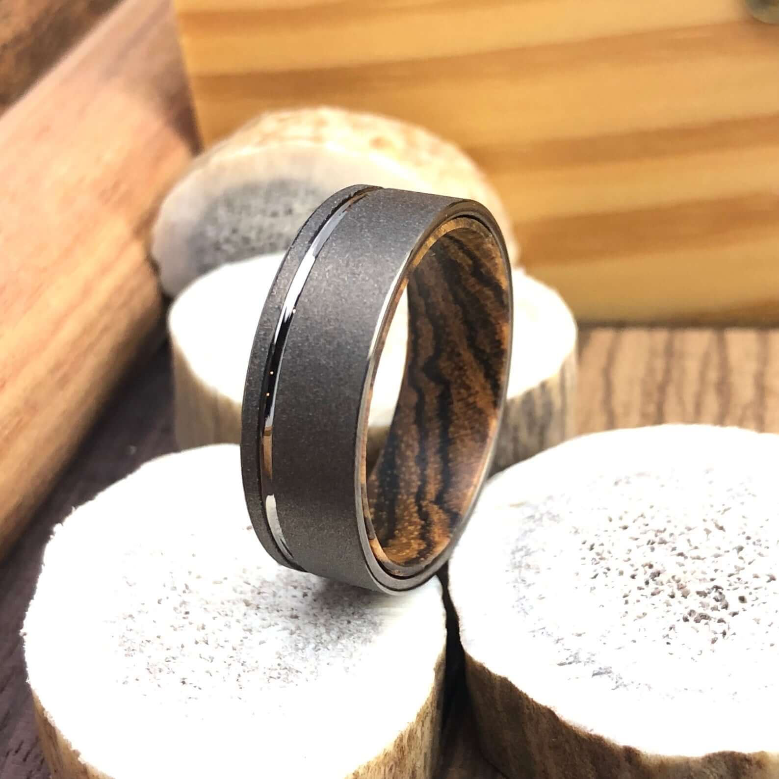 Tungsten Deer Antler Inlay Wedding Band