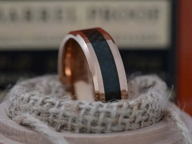 Tungsten Rose Gold Wedding Band