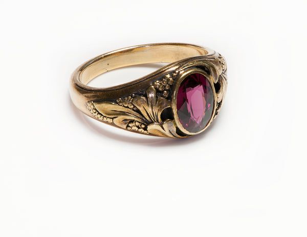 Vintage Inspired 14K Yellow-gold Almandine Garnet Ring