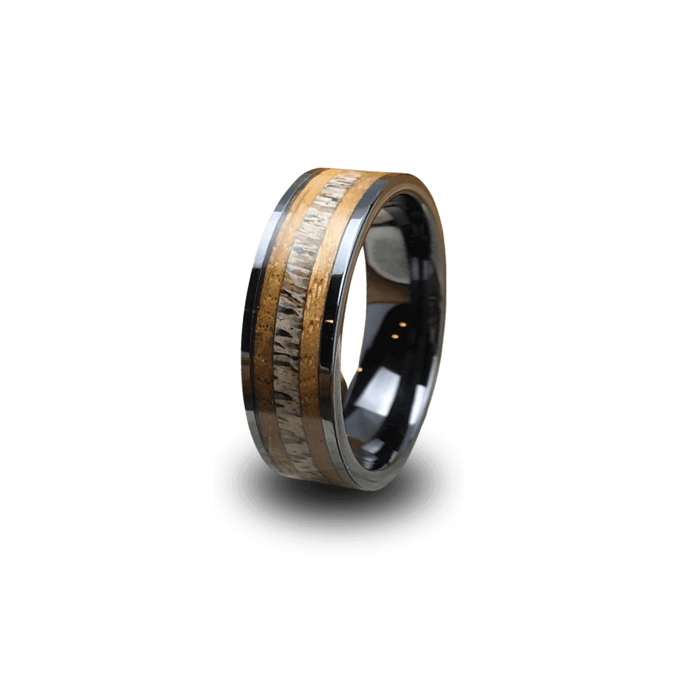 Whiskey Barrel Deer Antler Wedding Band