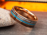 Whiskey Barrel Tungsten Carbide Turquoise Wedding Band